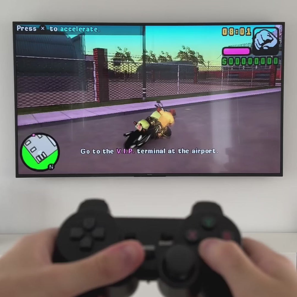 Retro gameplay on a TV